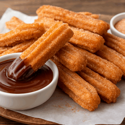 Make perfectly golden churros in air fryer! This healthier version of the classic Mexican cinnamon-sugar dessert is oil-free, delicious, and easy to prepare at home.