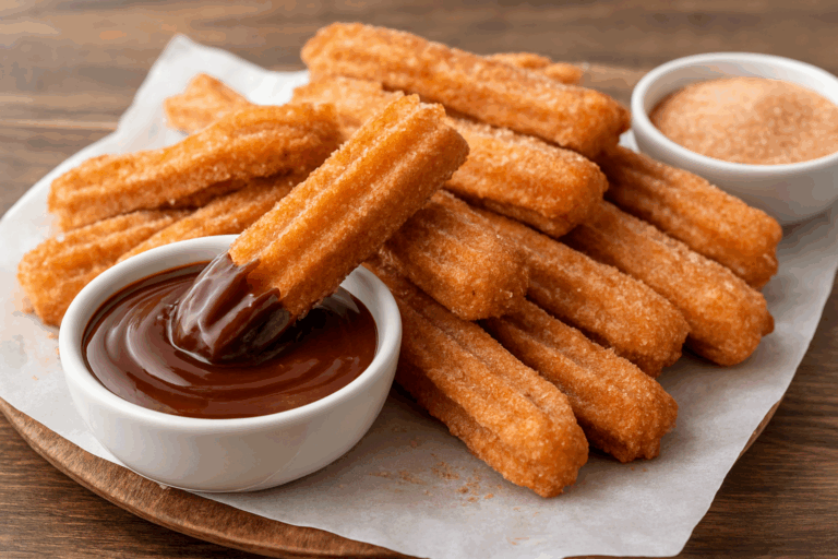 Make perfectly golden churros in air fryer! This healthier version of the classic Mexican cinnamon-sugar dessert is oil-free, delicious, and easy to prepare at home.
